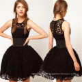 Senhoras Princess Ballroom Prom Dress Mulheres Partido Black curto vestido de renda